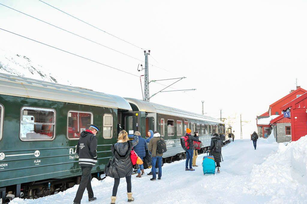 Myrdal train station in winter by Tore Bjorback Amblie, NSB