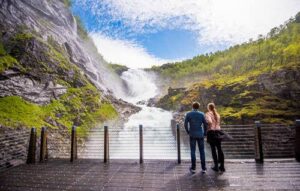Waterfall along the Flam railway by Sverre Hjornevik, Flam AS