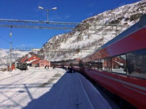 Bergen line & Flam Railway at Myrdal. Photo by Rita de Lange, Fjord Travel Norway
