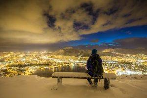 View from Mount Floien during winter night by Espen Haagensen, Visit Bergen