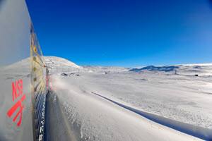 Winter landscape on Bergen Line by Tore Bjorback, NSB